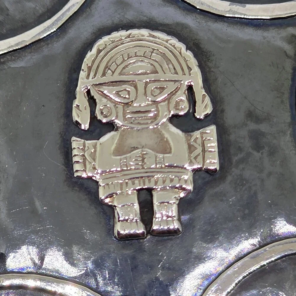 Vintage Viracocha Peruvian Peru Inca Large Round Sterling Silver Pin Pendant